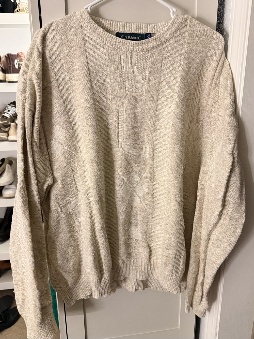 VTG CARMEL Men's GOLF Crewneck Sweater in Light Beige
